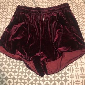 Meshki Velvet Red High Waisted Shorts